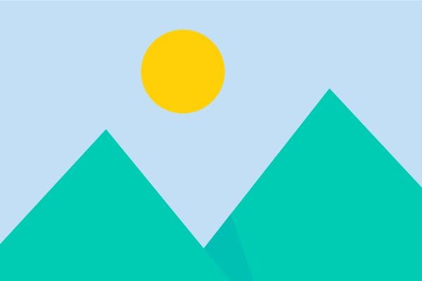 A minimalistic illustration features two green triangular mountains under a light blue sky with a large yellow sun, evoking a sense of landscape maintenance. The design remains simple, using basic geometric shapes and solid colors to mimic nature's clean lines.